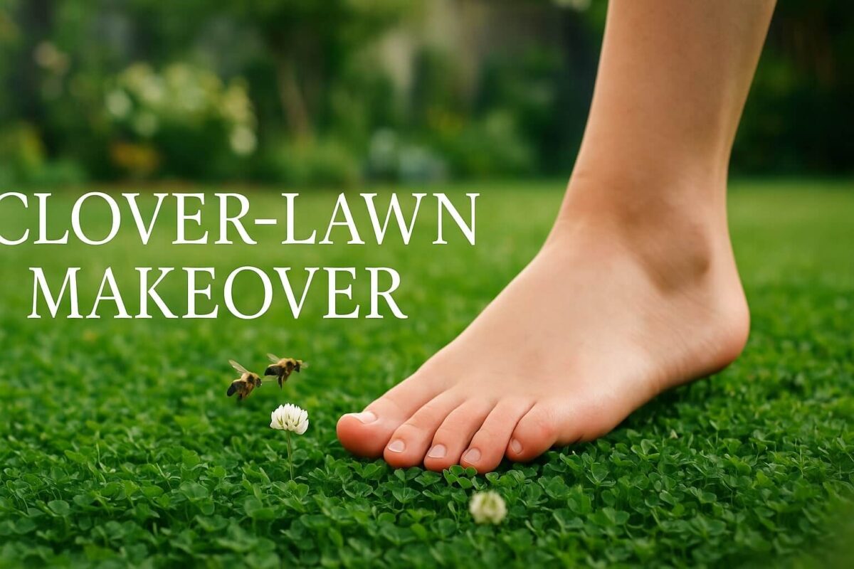 Bare Foot on Clover Lawn